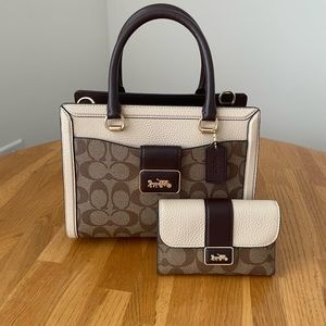 COACH Grace Carryall in Signature Canvas with matching Grace wallet.